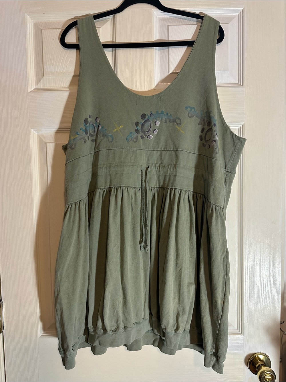 Blue Fish Olive Green Embroidered Sleeveless Tunic OSFM